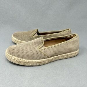 Clarks Azella Theoni Espadrille Flat Womens Sz 8.5 M Tan Taupe Suede Shoes 13291